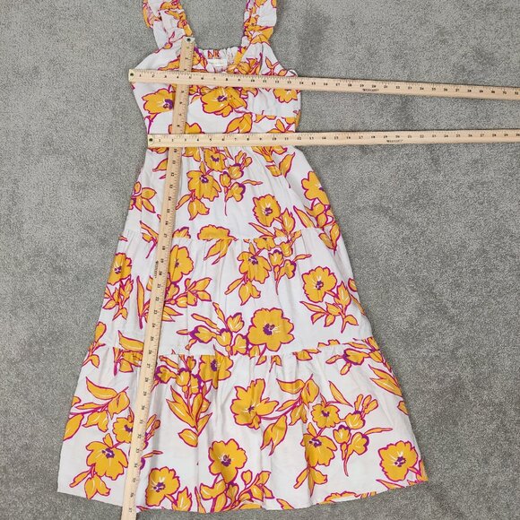 Monteau LA Women's Dress Size S Y2K Orange Floral Bohemian Boho Tiered Summer - Picture 7 of 10